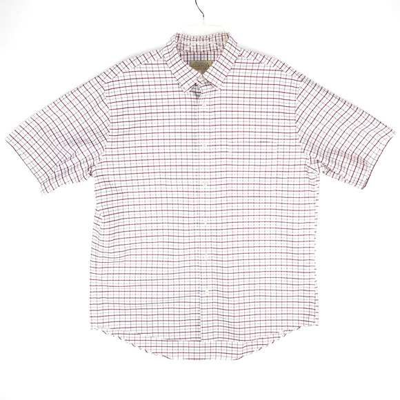 Cabela’s Men’s Large – Red Gray Tattersall Country Outdoor Short Sleeve Shirt - Picture 1 of 13